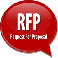 word speech bubble illustration of business acronym term RFP Request For Proposal