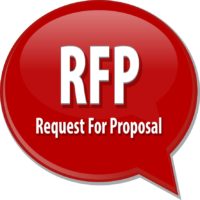 RFP for Professional Auditing Services word speech bubble illustration of business acronym term RFP Request For Proposal